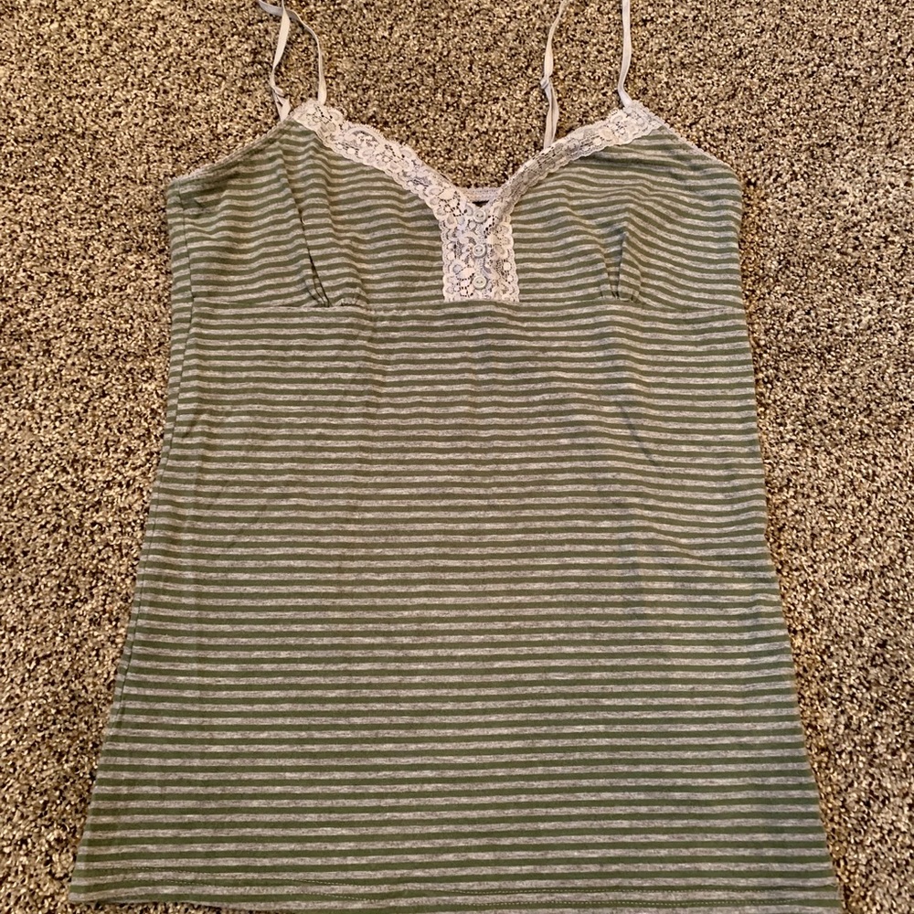 Faded Glory gray and green striped tank top